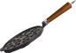 Preview: Ronneby Bruk Maestro Gusseisen Poffertjes-Pfanne 24cm mit braunem Buchenholzgriff