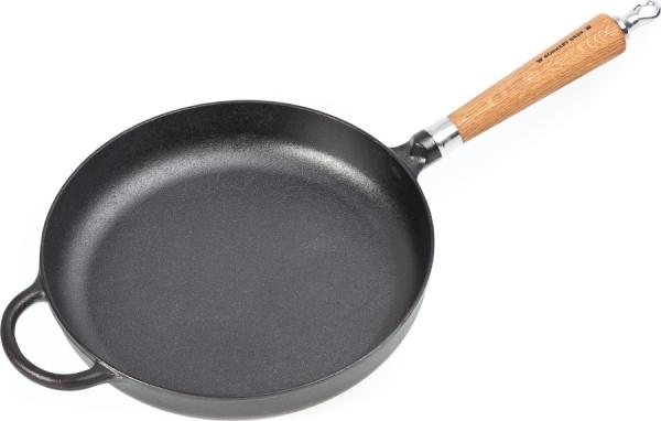 Preview: Ronneby Bruk Maestro Gusseisen Bratpfanne hoch mit Eichenholzgriff