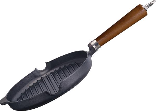 Ronneby Bruk Maestro Gusseisen Grillpfanne mit braunem Buchenholzgriff