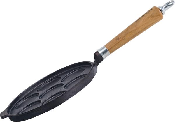 Ronneby Bruk Maestro Gusseisen Minipfannkuchen-Pfanne 24cm mit Eichenholzgriff