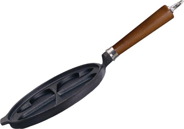 Ronneby Bruk Maestro Gusseisen Herzpfannkuchen-Pfanne 24cm mit braunem Buchenholzgriff
