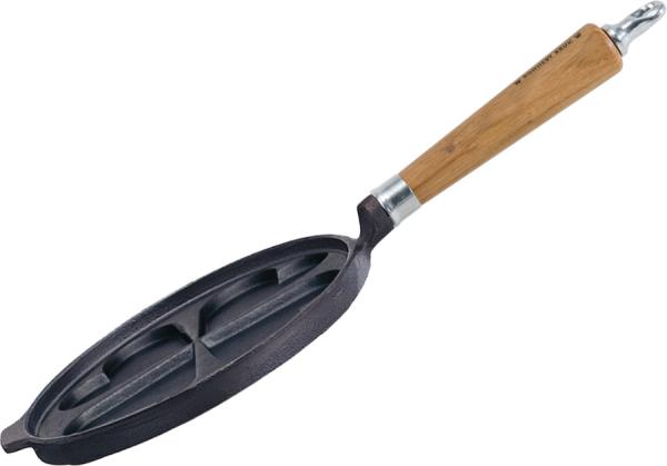 Ronneby Bruk Maestro Gusseisen Herzpfannkuchen-Pfanne 24cm mit Eichenholzgriff