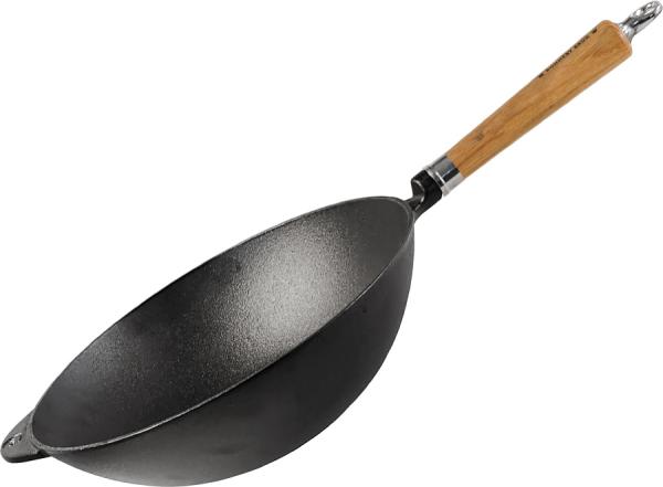 Ronneby Bruk Maestro Gusseisen Wokpfanne 32cm mit Eichenholzgriff