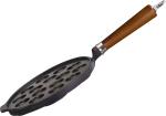 Ronneby Bruk Maestro Gusseisen Poffertjes-Pfanne 24cm mit braunem Buchenholzgriff